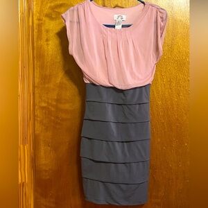 Body-hugging dress, pink & grey, size S